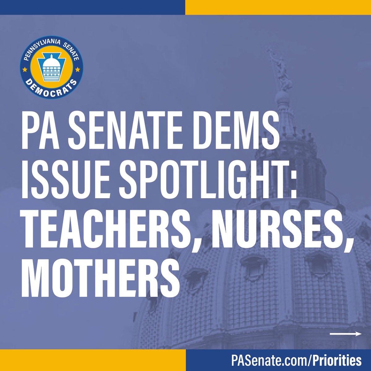We want to support the incredible work being done by teachers, nurses & mothers throughout the Commonwealth. We have introduced legislation, held policy hearings and worked to support Pennsylvania's teachers, nurses and mothers. Learn more at PASenate.com/Priorities