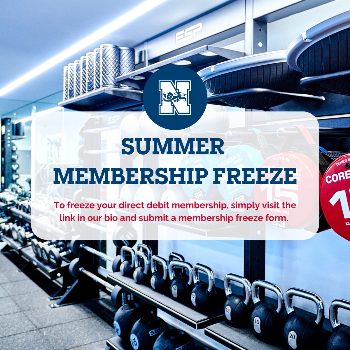 Going home over the summer period and unable to use your direct debit membership? 🏡☀️
 
Those with a direct debit membership are now able to freeze their membership over the summer months from 01 July 2024 to 30 September 2024.

❄️ To freeze visit: forms.office.com/e/DVhVtcg3hy