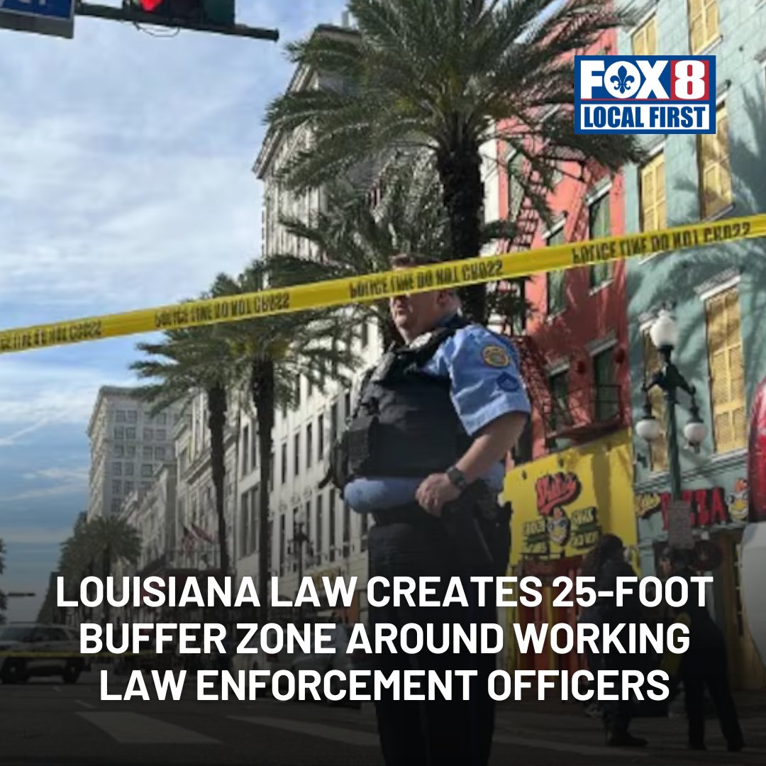 People can now face jail time in Louisiana for being within 25 feet of a working law enforcement officer who has asked or ordered them to back up>>bit.ly/4bCNNKn