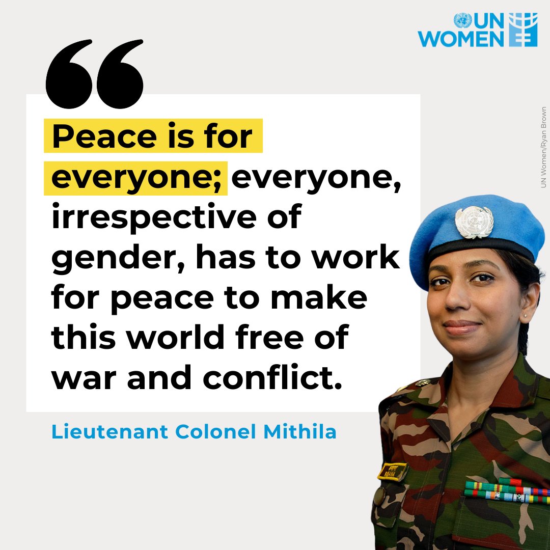 🕊️ Women peacekeepers are attuned to the special needs of women and girls in the communities they serve.

This International Day of UN Peacekeepers, Lt. Colonel Rubana Mithila shares the role and impact women peacekeepers play in peacebuilding.

unwo.men/OuJm50S0fOb

#PKDay