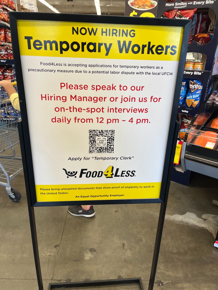 Kroger is at it again, trying to intimidate workers with these scab Food 4 Less job postings instead of negotiating a fair contract that provides equity with their other grocery stores, fair pay, and safe staffing!