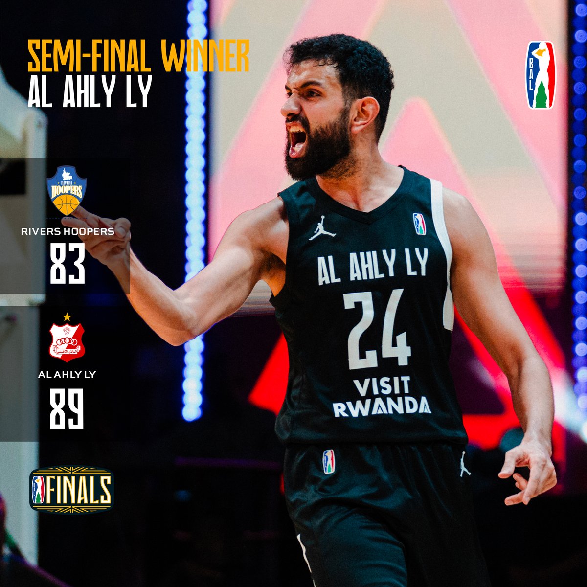 Al Ahly Ly booked their spot into the 2024 BAL Final with an overtime win over Rivers Hoopers. #BAL4