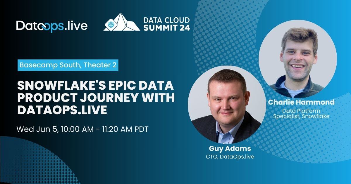 Who's going to @Snowflake Data Cloud Summit next week? 🖐️ We can't wait to see everyone. You'll find us at booth #1322 in Basecamp South.

And don't miss our session with Snowflake 👇Add it to your schedule now: hubs.la/Q02yPV200

#DataOps #DataCloudSummit #dataproducts