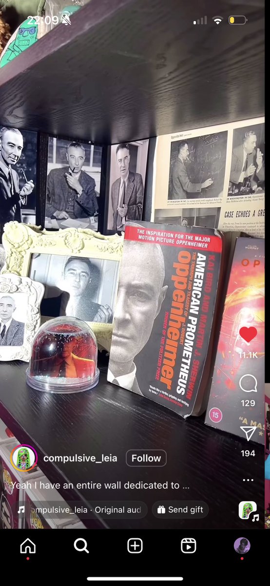 this person giving a room tour and casually panning to the oppenheimer shrine