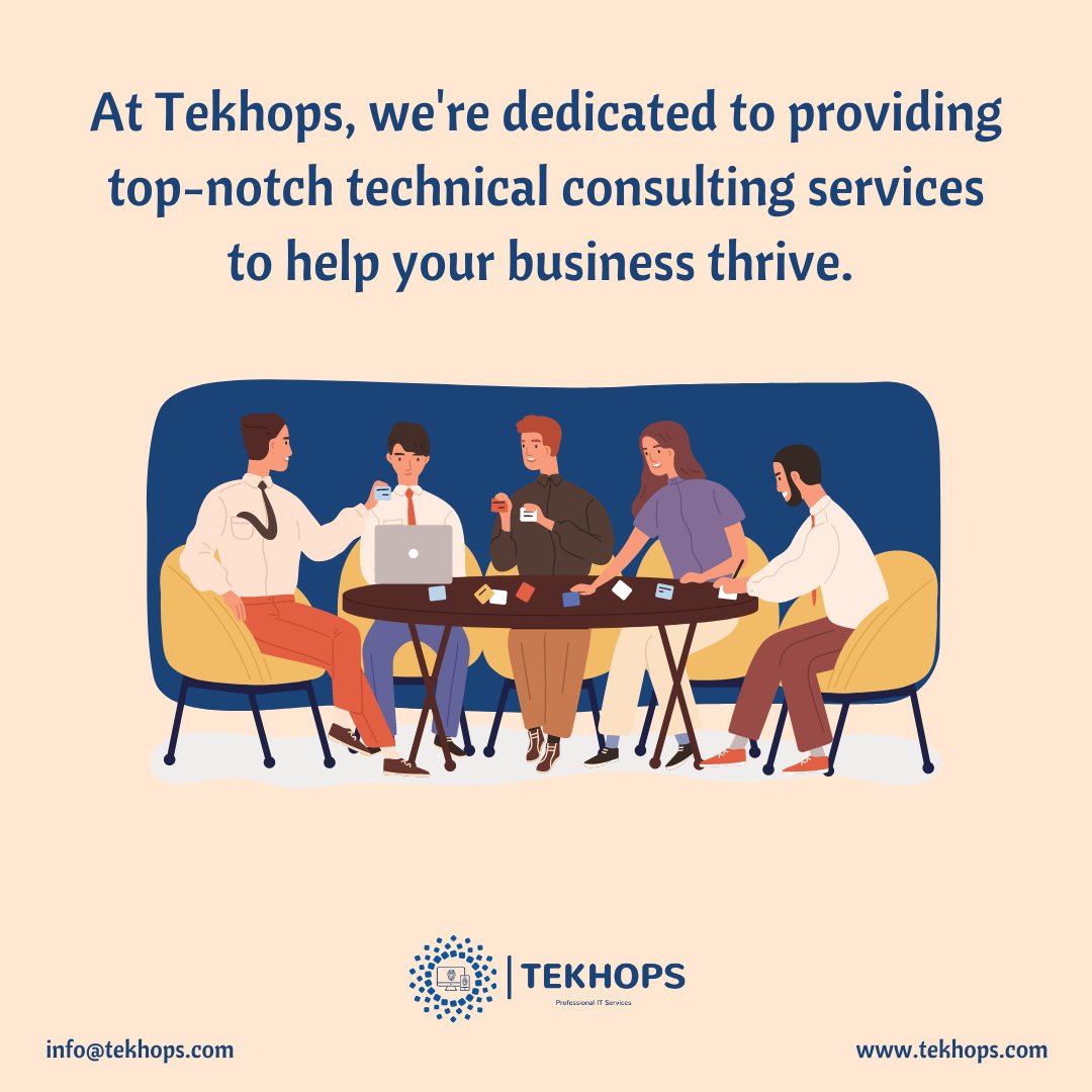 At #Tekhops, we're dedicated to providing top-notch technical consulting services to help your business thrive. 
Let's work together to achieve your goals! 

info@tekhops.com
tekhops.com

#TechnicalConsulting #BusinessGrowth #ITConsulting #business #goals #usa #india