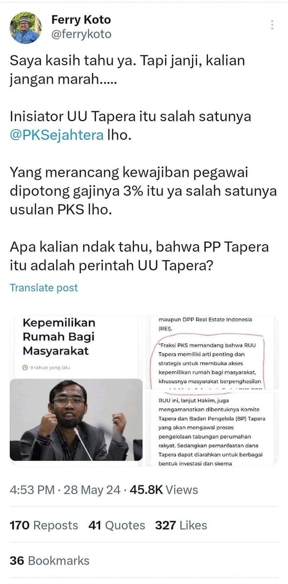 jie_jie_jokowis's tweet photo. 𝘽𝙖𝙣𝙩𝙚𝙣𝙜 𝙮𝙜 𝙞𝙣𝙞𝙨𝙞𝙖𝙨𝙞 ,
𝙋𝙖𝙠 @jokowi.   𝙮𝙜 𝙠𝙚𝙣𝙖 𝙈𝙖𝙠𝙞 

RUU Tapera ini adalah RUU inisiatif DPR yang pertama kali dalam periode 2014-2019 yang masuk dalam prolegnas yang disepakati bersama oleh DPR dan Pemerintah untuk diprioritaskan dalam tahun 2015," https://t.co/FqTnaoFBbo