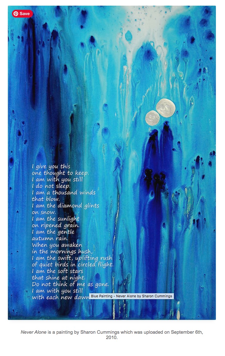 Never Alone HERE:  fineartamerica.com/featured/never… #grief #sympathy #blue #art #artwork #poetry #comfort #peace #SpiritualHealing #spirituality #buyINTOART #FillThatEmptyWall