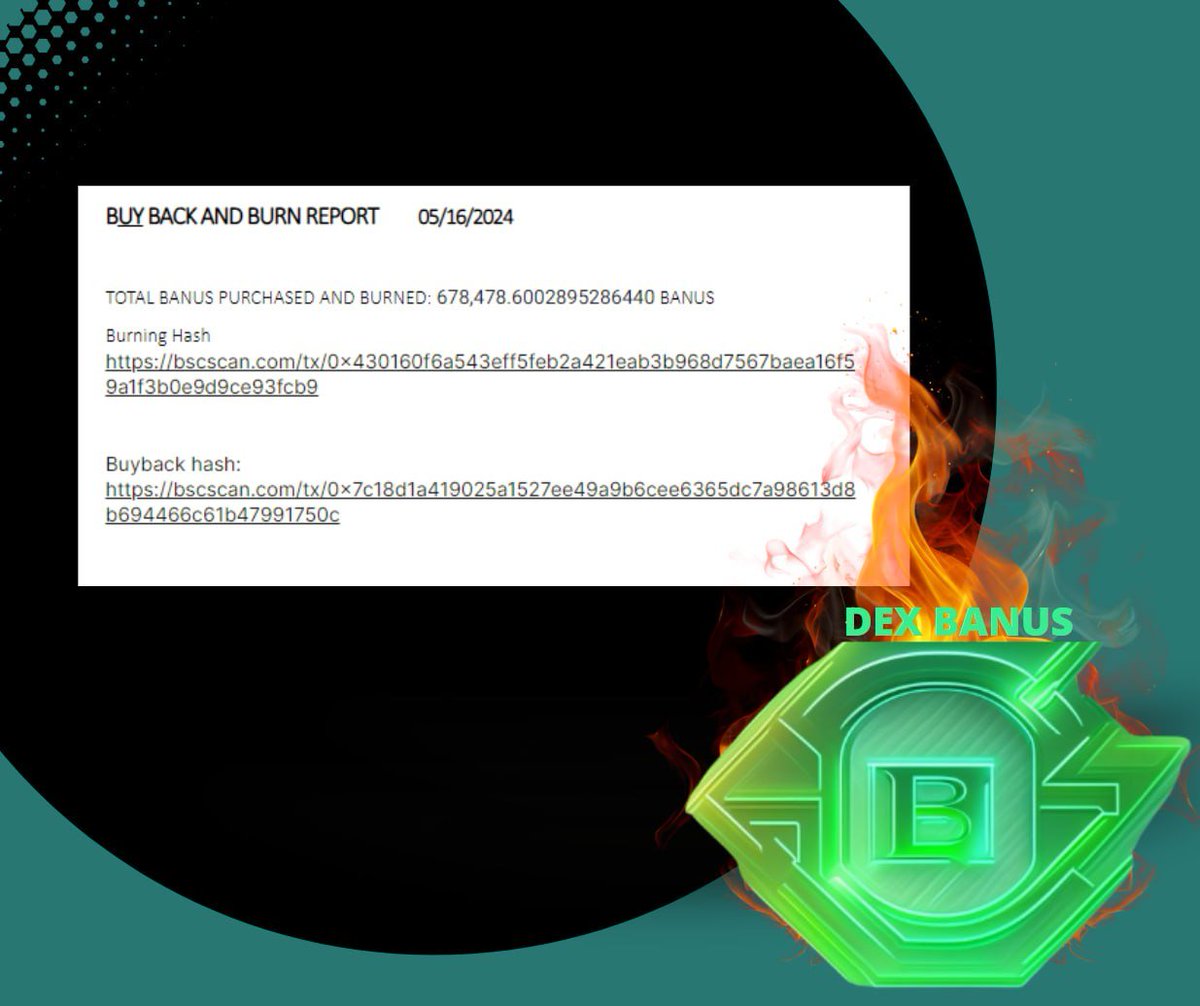 🚀 Another week, another buyback and burn of BANUS! We remain committed to the financial health of our project, using buybacks and burns to reduce circulating supply and increase stability and value for all holders. #BANUS #Crypto #TokenBurn 🔥 @DexBanus