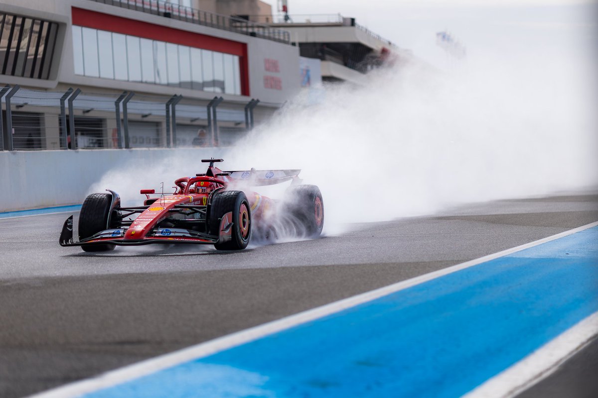 #Leclerc, con su #Ferrari #SF24, cierra el 2° y último día de test con los neumáticos #Pirelli de #F1 2025, en el Paul Ricard 🇫🇷.

👉 El monegasco, que ha tomado el relevo a #Sainz este miércoles, ha completado 160 vueltas (563,68 km) con los 🛞 intermedios y de lluvia 🌧.