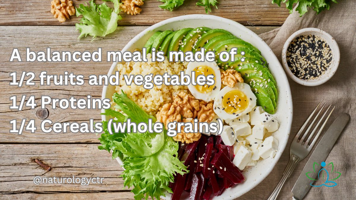 A balance meals is made of: 1/2 fruits and vegetables, 1/4 proteins and 1/4 cereals (whole grains)
#Nutrition #Balancedmeal #Healthyeating