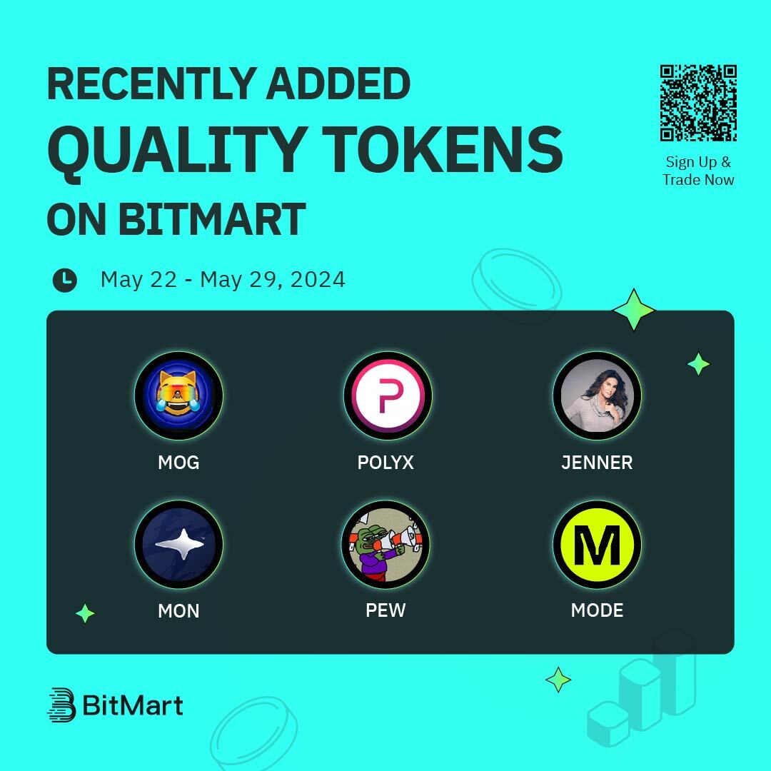 Exciting news! 🎉 #BitMart has just introduced more quality tokens! Trade $MOG, $POLYX, $JENNER, $MON, $PEW, $MODE and more. 🔔Coin details: x.com/BitMartExchang… 🔔Register now: bitmart.com/invite/TGOPSA/… 🔔Trade now:bitmart.com/trade/en-US?sy… #Crypto