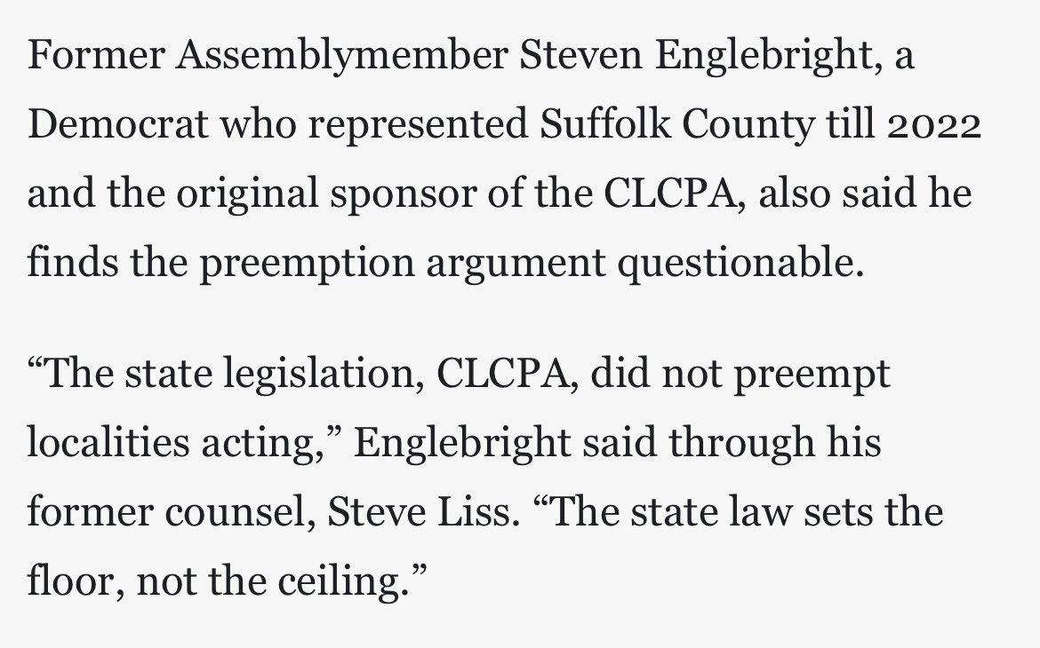 Key - and obvious - point from the original sponsor of the CLCPA. There is no State preemption of #LocalLaw97

via @amNewYork: amny.com/environment/st…