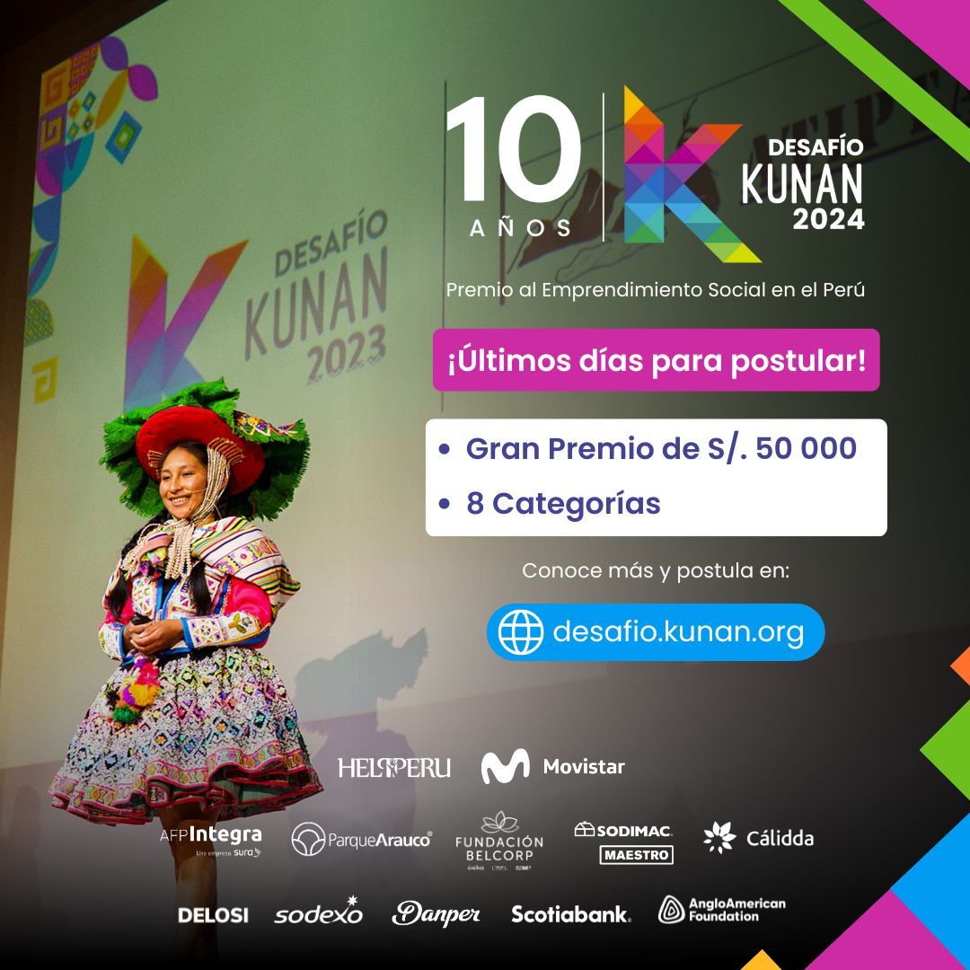 ColaborativoNET's tweet image. 🏆 Últimos días para postular al #DesafíoKunan2024

¡Gana hasta S/ 50K soles por el Gran Premio al mejor emprendimiento de impacto del Perú!

buff.ly/3X0Gisc