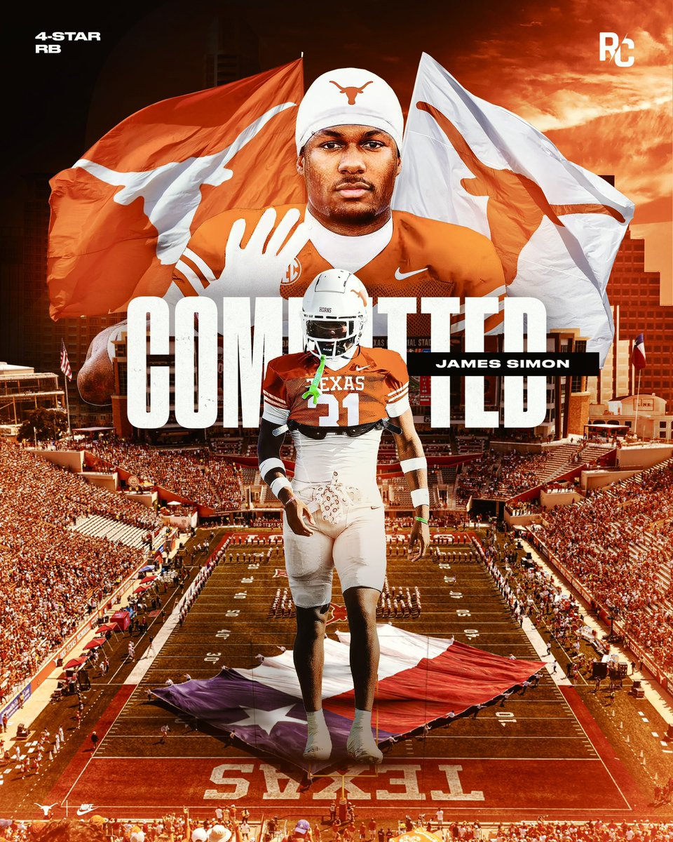 4-Star RB James Simon has committed to Texas. 👀🤘🏾
