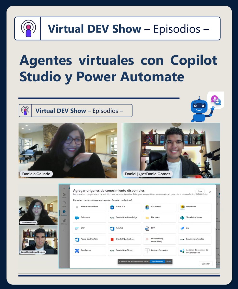 Desde el episodio del <a href="/virtualdevshow/">Virtual DEV Show (Microsoft)</a>: Agentes virtuales con Copilot Studio y Power Automate; junto a <a href="/alexandra17g/">Alexandra Galindo</a>! 

📺 youtube.com/live/hpJMrjKrg…
#MVPbuzz #PowerPlatform @MSFTCopilot 🙌