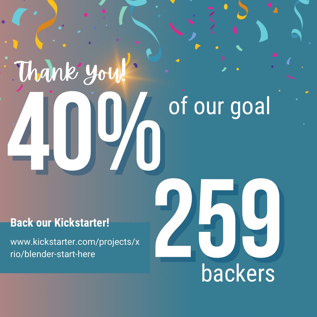 THANK YOU all SO much for your continued support in making learning @Blender easier for everyone! Help us get to 50% by liking and sharing our posts and backing our @Kickstarter today!

kck.st/3WM5lz7

#b3d #blendercommunity