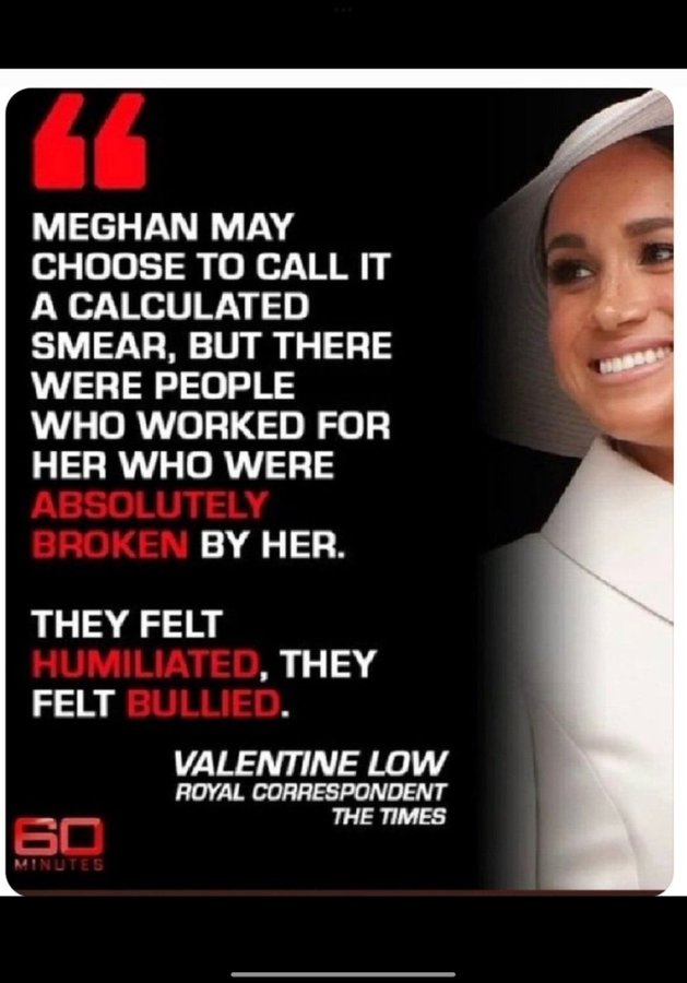 She's been treating people like worthless scum for decades. She's been described as 'the meanest person I've ever known' ' impossible to work with' Rude, smug and self absorbed. Meghan Markle is a horrible person. Nothing the Squad lies about changes that.