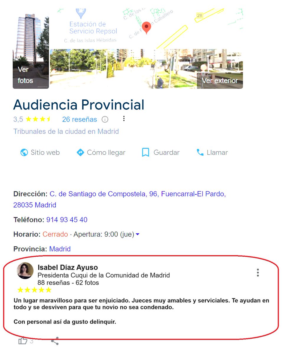 He puesto una reseña en la Audiencia Provincial de Madrid. Cuando te tratan bien y el personal es tan servicial hay que agradecerlo.