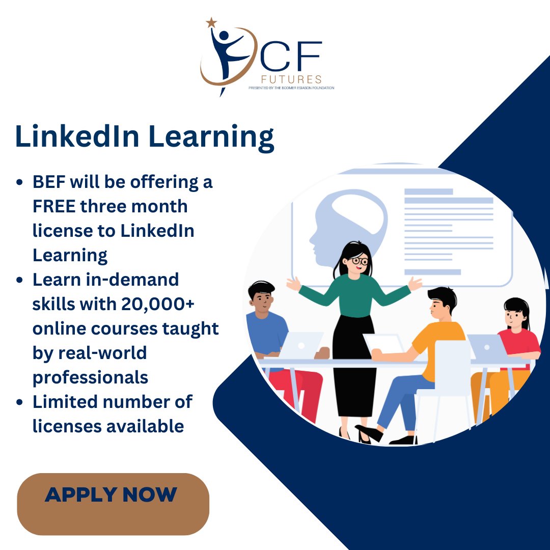 Ready to elevate your career potential? ⭐️👨‍💼 Whether you just graduated from school and are figuring out a career path or you are looking to make a career change, consider applying for a FREE 3- month LinkedIn Learning License. Individuals in the CF community have an opportunity