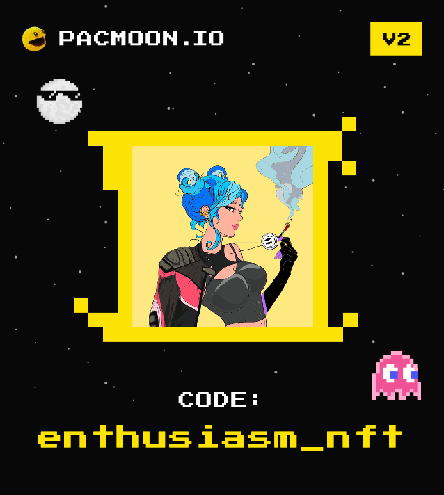 . @pacmoon_ V2 is now live! Start earning $PAC by liking Pac contents! Join Pacmoon V2 here: Pacmoon.io Code: enthusiasm_nft