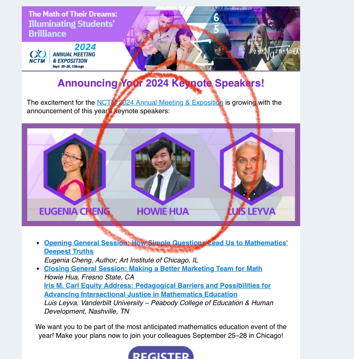 mathisreillyfun's tweet image. Majorly geeking out! @howie_hua is a keynote speaker at #nctmchicago2024 AND I get to be there!! #mathisreillyfun #mathnerd