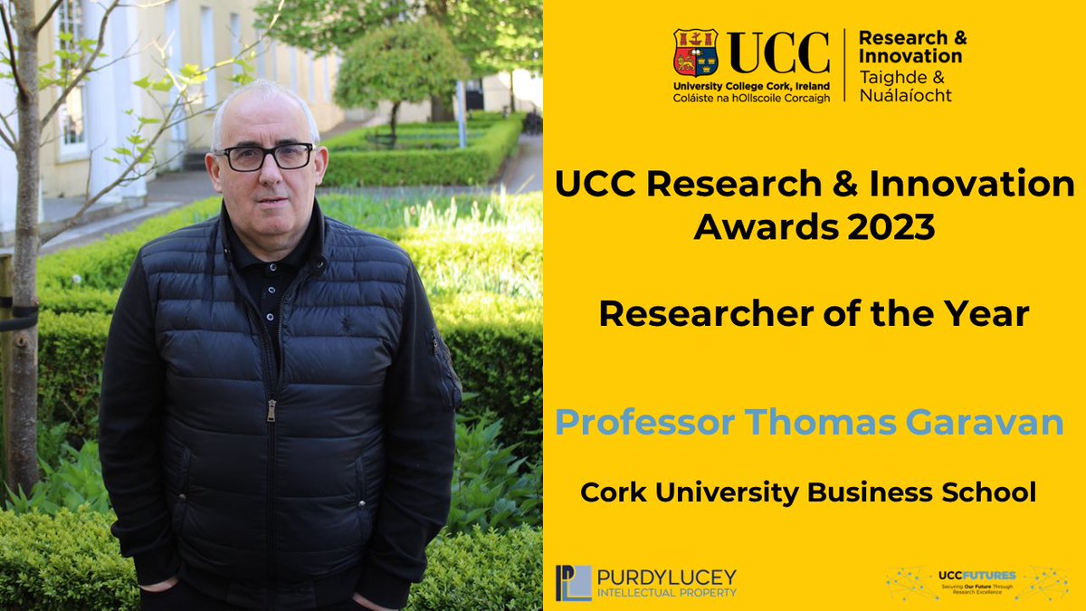 Our Researcher of the Year is @ThomasGaravan, Professor of Leadership Practice in @CUBSucc. Research.com has placed Thomas as the number 1 researcher in Business and Management in Ireland for a third consecutive year. #UCCResearchAwards