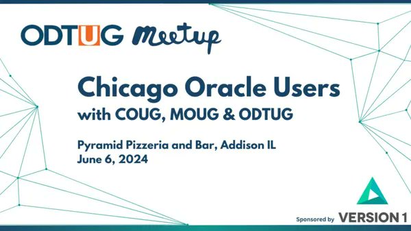 cmoanz's tweet photo. Join us for a Chicago Oracle User Meetup hosted by ODTUG, Chicago OUG &amp; Midwest OUG members, sponsored by Version 1. Catch up with your fellow Chicago-area Oracle practitioners at this social event.

https://t.co/hbgzS5dmWM https://t.co/5Gmhf4HTeU