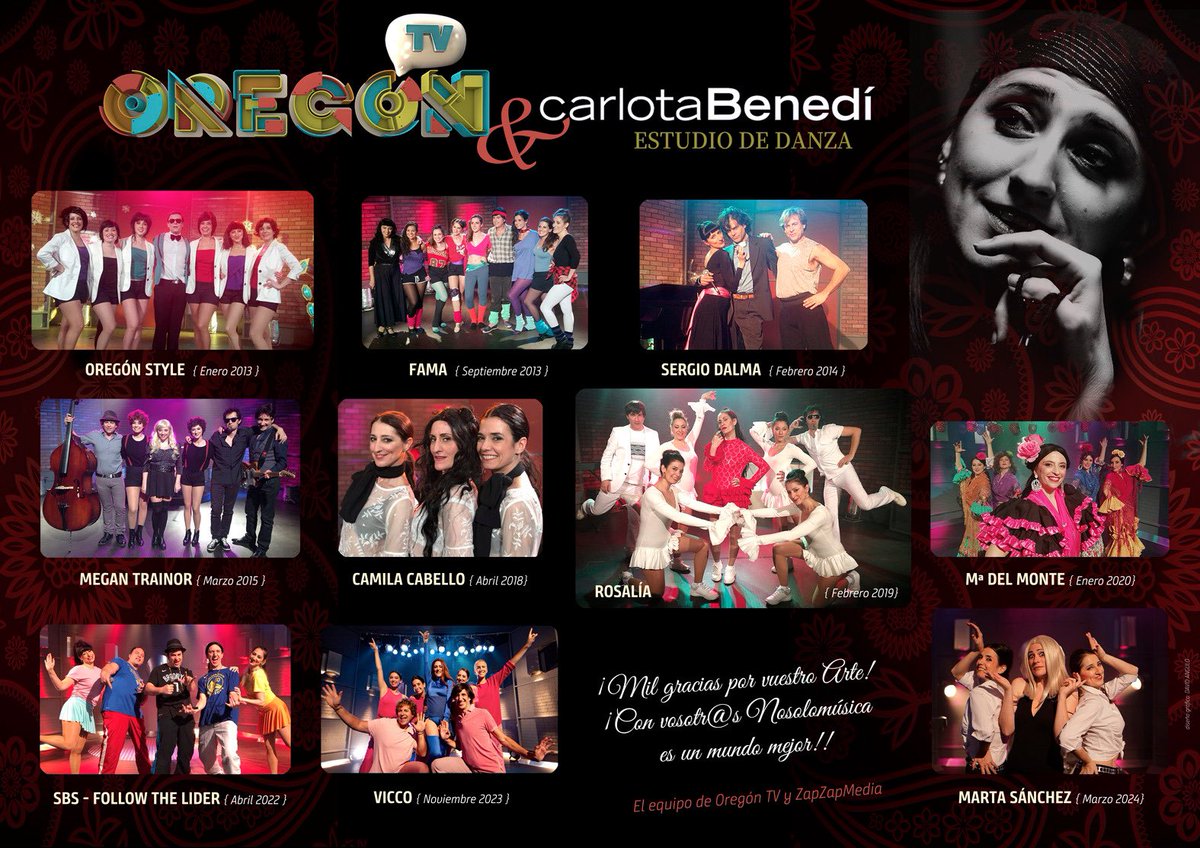 OregonTv's tweet image. ¡CELEBRANDO LOS 10 MUSICALES DE CARLOTA BENEDÍ CON OREGÓN TELEVISIÓN! 

(con su Estudio de Danza Carlota Benedí) es una imprescindible en nuestras coreografías. La productora ha querido agradecérselo con este bonito diseño de @DavidAngulo404 

¡Gracias, Carlota!