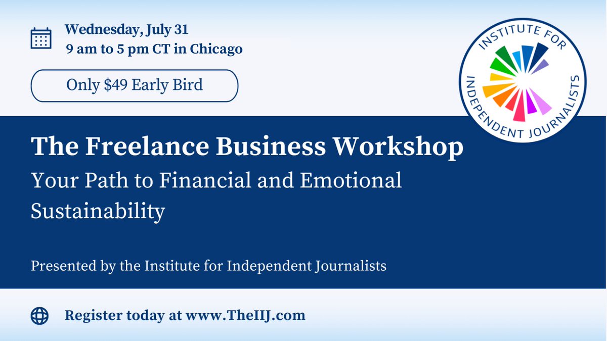 The Institute for Independent Journalists (@the_iij) on Twitter photo Planning for #NABJ2024? Check out the IIJ’s Freelance Business Workshop on July 31 to learn how to develop a sustainable independent journalism practice. Speakers include <a href="/KatherineLewis/">Katherine X Lewis 雪 怡 (she/her)</a>, <a href="/ShernayW/">Shernay Williams</a> @Ms_Sah & <a href="/kitastew/">Nikita Stewart</a> of <a href="/nytrealestate/">NYT Real Estate</a>. theiij.com/2024-chicago-f… Planning for #NABJ2024? Check out the IIJ’s Freelance Business Workshop on July 31 to learn how to develop a sustainable independent journalism practice. Speakers include <a href="/KatherineLewis/">Katherine X Lewis 雪 怡 (she/her)</a>, <a href="/ShernayW/">Shernay Williams</a> @Ms_Sah & <a href="/kitastew/">Nikita Stewart</a> of <a href="/nytrealestate/">NYT Real Estate</a>. theiij.com/2024-chicago-f…