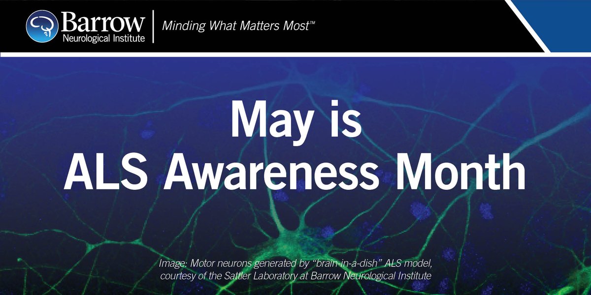 BarrowNeuro's tweet photo. #ALS is a progressive disease that causes the degeneration of motor neurons, affecting the ability to move, speak, eat, & breathe. Our mission is to provide expert diagnosis & holistic, personalized, & integrated care to improve quality of life. #ALSMonth https://t.co/1Pd5EFDBMv
