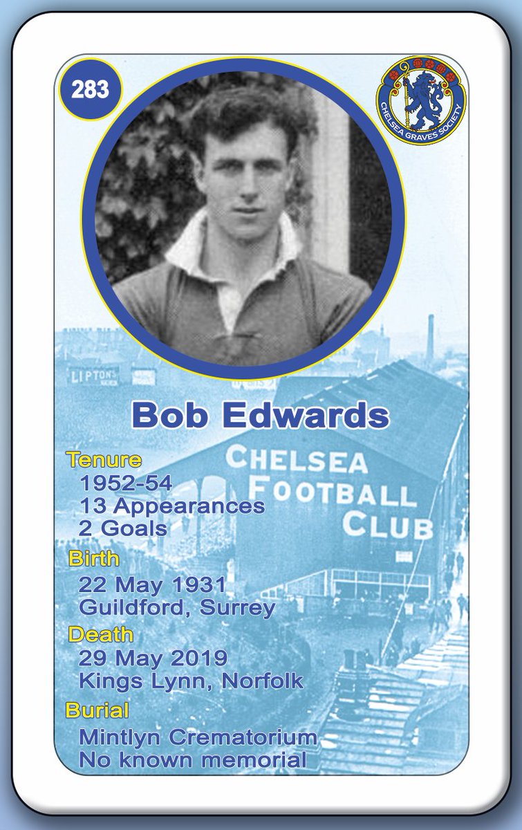 Remembering former #CFC player Bob Edwards who died #OTD 2019.

He was cremated at Mintlyn Crematorium.
There is no known memorial.
#NeverForgotten
#CFCHeritage

zeemaps.com/view?group=387…