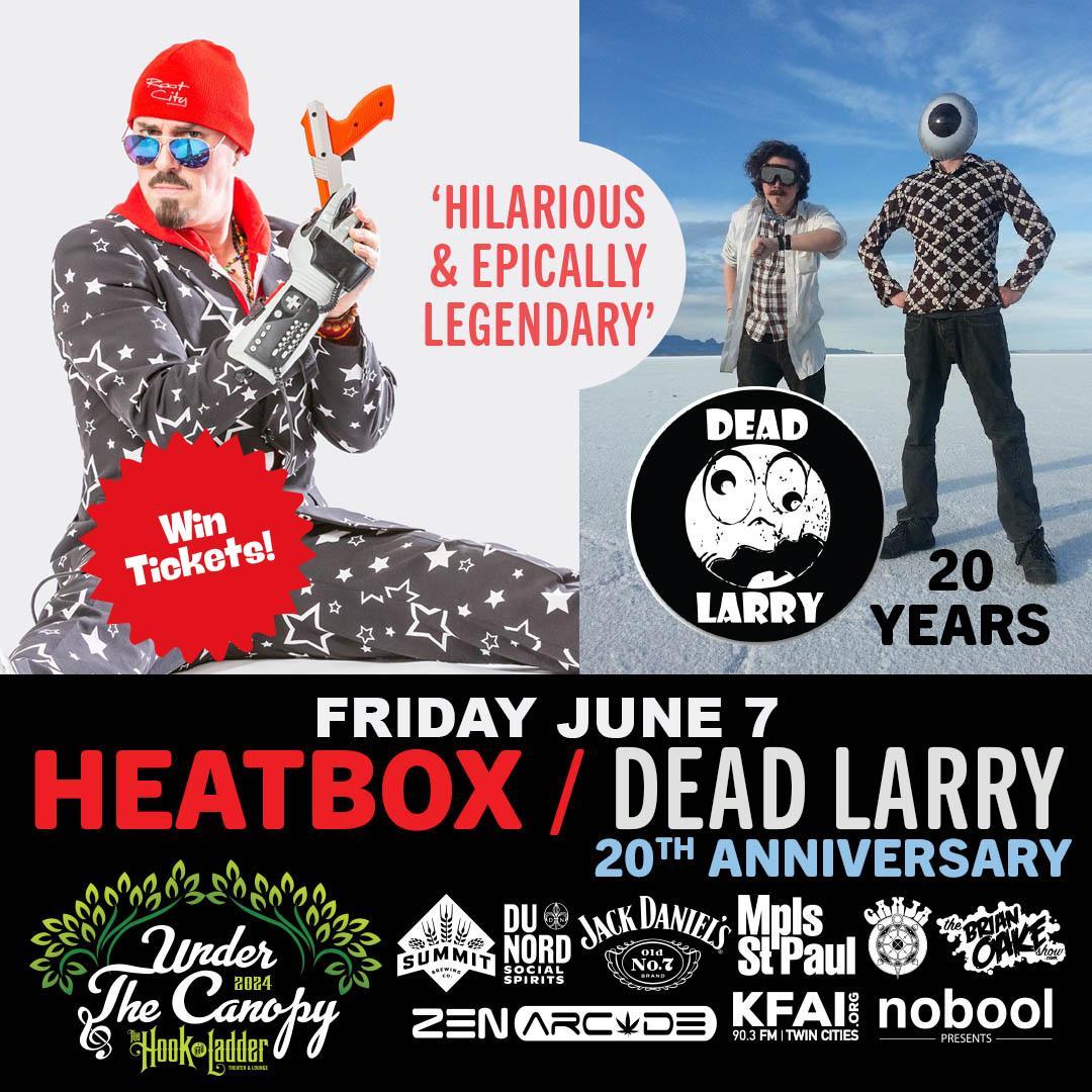 ***WIN TICKETS*** to Heatbox/ Dead Larry 20th Anniversary 'Under The Canopy' at The Hook on Friday, June 7 -- ENTER HERE ->> eb.toneden.io/nobool-present… -- * Winners will be notified on 6/5 (at Noon) via email from The Hook — #UTC24 #TheHookMpls #NoboolPresents #Minneapolis #mnmusic