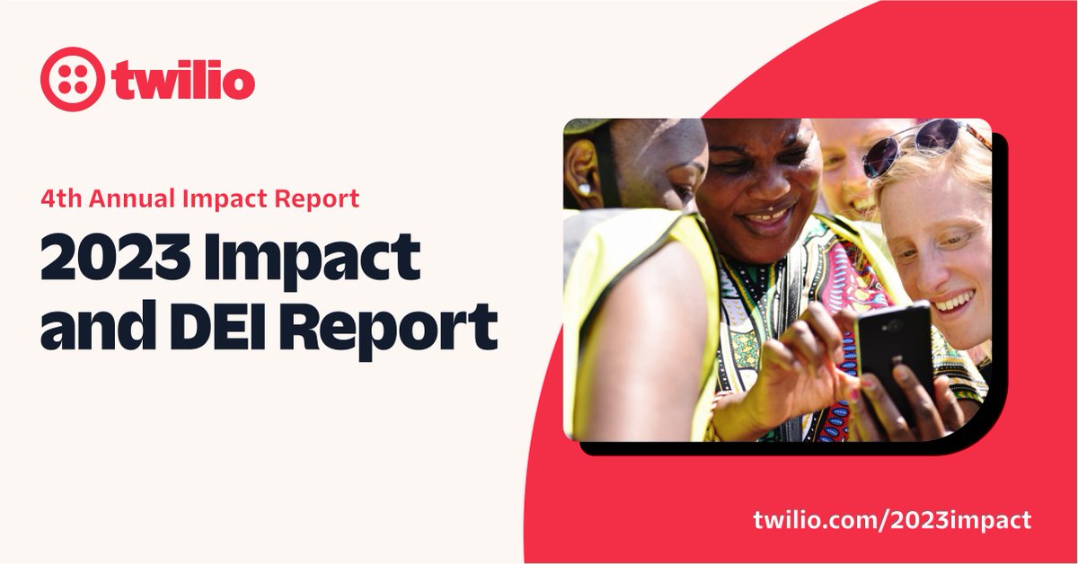 Thrilled to share <a href="/Twilio/">twilio</a>’s 2023 Impact and DEI Report, which highlights our latest progress on social impact, DEI, and more. Proud to support 20,000+ social impact orgs that are using tech to reach over 500 million people each year.
bit.ly/3Kh1baS