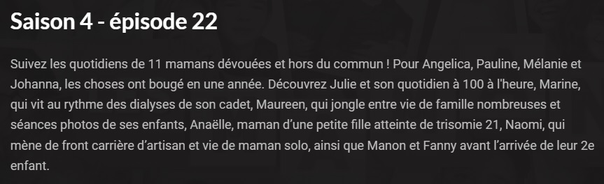 Samedi 15 Juin 2024 sur @6ter : 'INÉDIT - #LesMamans - Saison 4' !

- 21h10 : S4E19
- 21h30 : S4E20
- 21h50 : S4E21
- 22h20 : S4E22
- 22h50 : S4E23
- 23h10 : S4E24