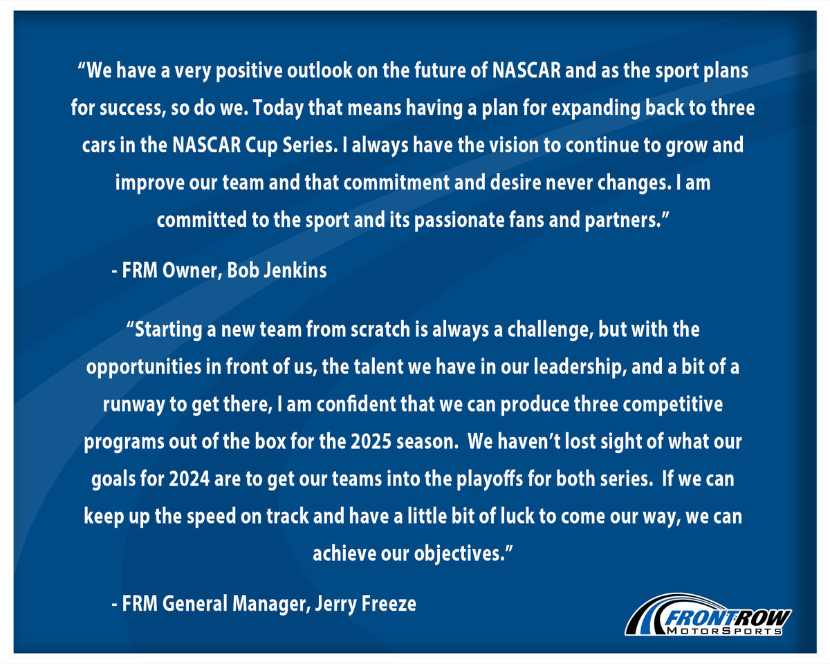 Statement from Owner, Bob Jenkins and General Manager, Jerry Freeze regarding the 2025 season: