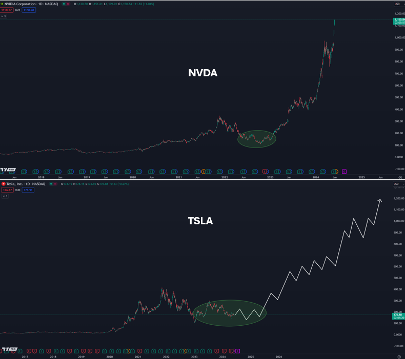 Have a feeling we'll look back at the $TSLA chart in a few years and realize it's currently where $NVDA was back in the Fall of '22.