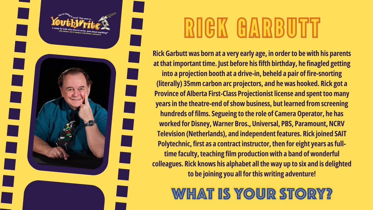 And the incredible instructors just keep coming!📽️

Find out what the wonderful Rick Garbutt will be teaching in July at the inaugural Write 2 Film #summercamp (in partnership with @CSIF ) here: youthwrite.com/write-2-film-2…