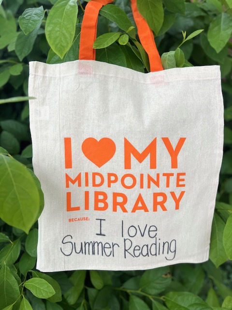 Starting June 1, the first 2000 MidPointe patrons to pick up their "Adventure Begins at Your Library" Summer Reading log will receive a free Library tote bag! Perfect to take on adventures and hold your library books!