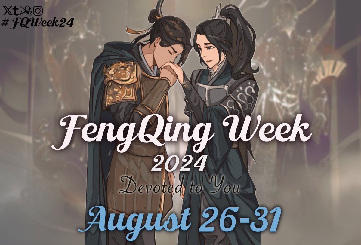 ๐น FengQing Week 2024 ๐ (@fengqinghub) on Twitter photo Against heavens and hell, you'll always be my number one.
The FengQing Hub, thanking the amazing <a href="/Fawnmisty_/">Tammy๐ฆ</a> for her beautiful art, proudly presents
๐น FengQing Week 2024 โ๏ธ
Devoted to you
Save the date:
๐ฐ๐
๐ถ๐
๐
๐
26-31
Got prompt ideas? Submit them below!
#FQWeek24 Against heavens and hell, you'll always be my number one.
The FengQing Hub, thanking the amazing <a href="/Fawnmisty_/">Tammy๐ฆ</a> for her beautiful art, proudly presents
๐น FengQing Week 2024 โ๏ธ
Devoted to you
Save the date:
๐ฐ๐
๐ถ๐
๐
๐
26-31
Got prompt ideas? Submit them below!
#FQWeek24
