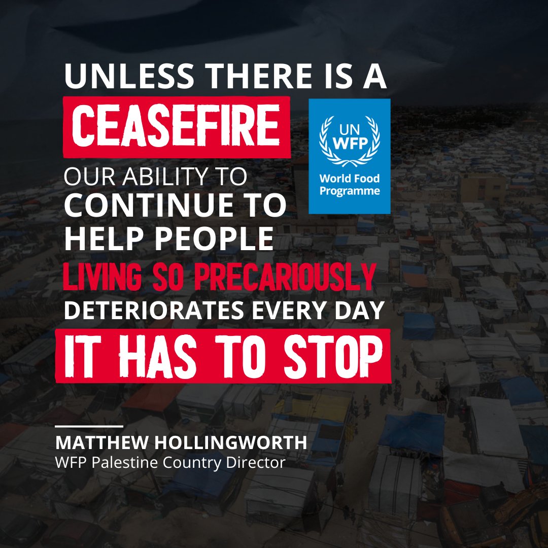 WFP's tweet photo. There is little we can do for the people still in Rafah. 

Roads are unsafe, access limited, and most of our partners and other humanitarian agencies have been displaced. 

We need a ceasefire in #Gaza now. https://t.co/iOoEuwITp2