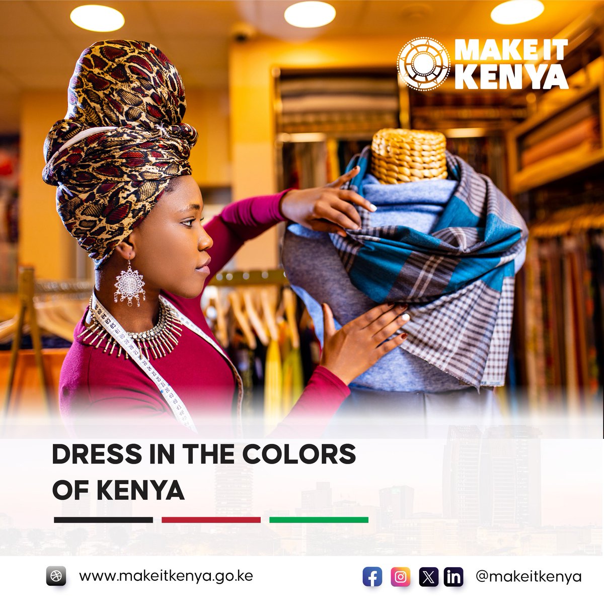 Wrap yourself in the colors of Kenya 🇰🇪 Our textiles, rich in bold patterns and luxuriously soft textures, reflect the rich culture and artistry of our nation. #KenyanTextile