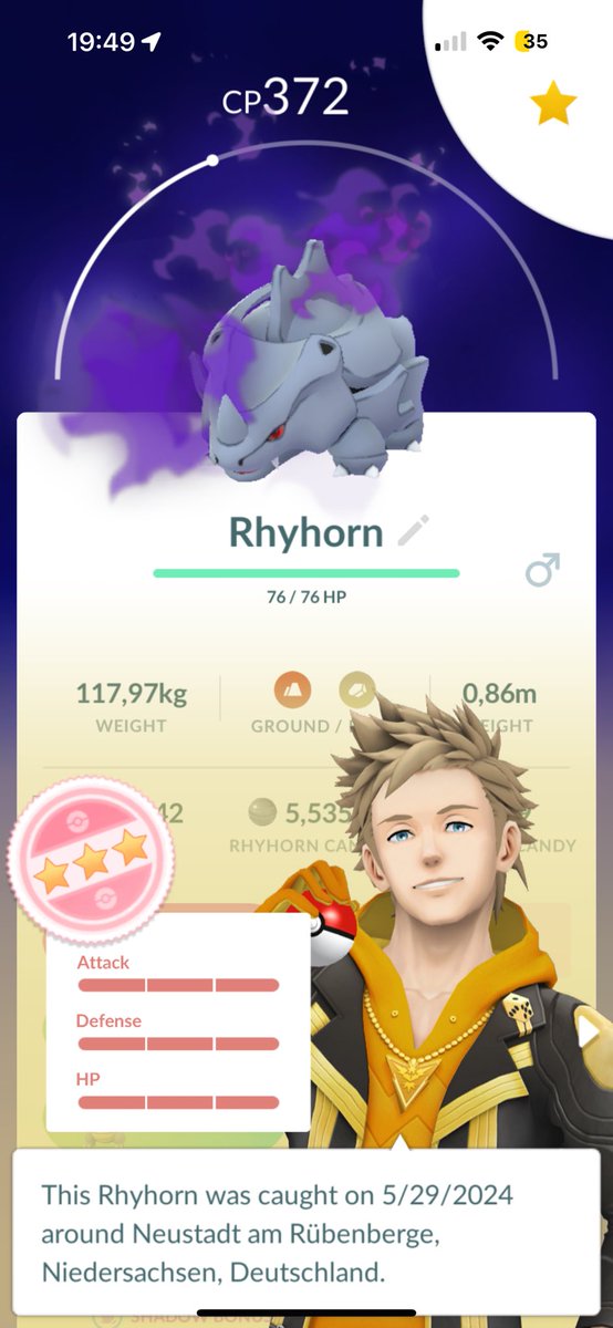 R4gn4r0k1998's tweet image. I can’t believe it! I got my second 💯 shadow and it’s a Rhyhorn again ☺️

#ShadowPokemon #PokemkonGo #Useful