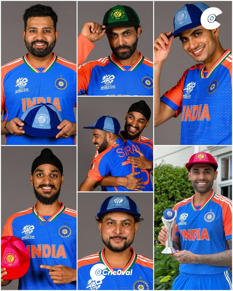Indian Players strike a pose with ICC Test, ODI & T20 Team of the Year caps and awards, capturing the essence.

#CricOval #Cricket #RohitSharma #SuryakumarYadav #TeamIndia #IndianCricketTeam #ODI  #T20WorldCup2024 #T20 #RavindraJadeja #Test #ShubmanGill #IndianCricket