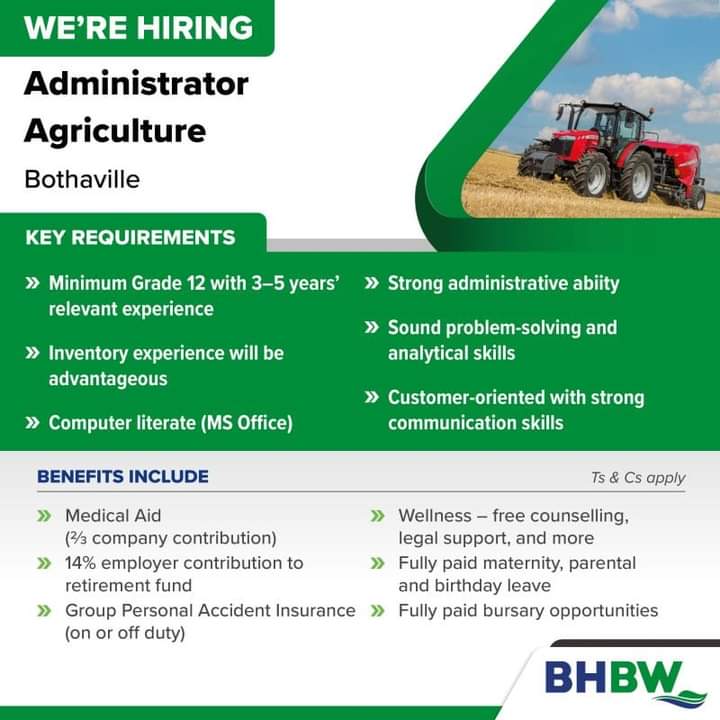 Join Our Team as an Administrator in Bothaville 

BHBW is looking for a dedicated and organized Administrator to join our team in Bothaville.

Apply now: bhbw.simplify.hr/Vacancy/92337