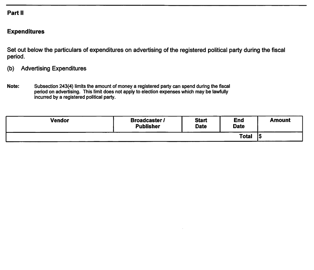 KNotVoiceofSask's tweet photo. This is the @saskparty's advertising report in their 2023 fiscal return.
Yeah, it's blank.
Honest to god, fucking @ElectionsSask should be investigated by the RCMP, because these are laws being broken &amp; they are willfully ignoring it.
3rd-party mgmt for Sask, right fuckin' now. https://t.co/4aCJQu3f1Q