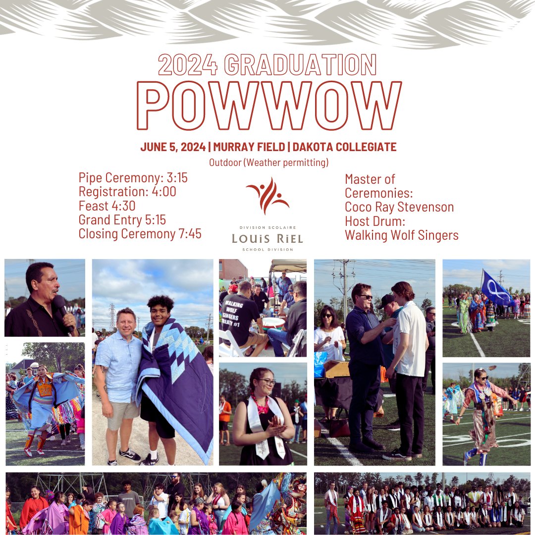 The 2024 Graduation Powwow is a week away! The LRSD community is invited to join us on Wednesday, June 5 at Dakota Collegiate's Murray Field to celebrate the class of 2024 and honour Indigenous culture. Learn more here: lrsd.link/2024GradPowwow!