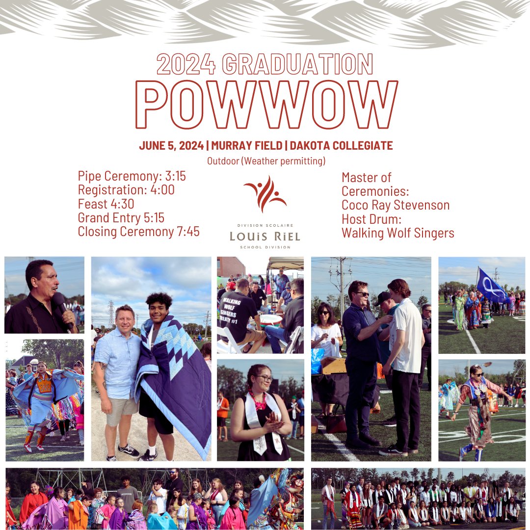 The 2024 Graduation Powwow is a week away!

The LRSD community is invited to join us on Wednesday, June 5 at Dakota Collegiate's Murray Field to celebrate the class of 2024 and honour Indigenous culture. Learn more here: lrsd.link/2024GradPowwow!