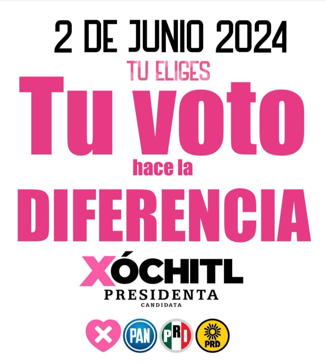 @OscarAthie @XochitlGalvez Todos a las urnas. No hay pretexto ni excusa, ni lluvia ni calor. En esas horas nos jugamos el futuro y la libertad, voto masivo a Xochitl y TODOS los candidatos de Fuerza y Corazón por México.