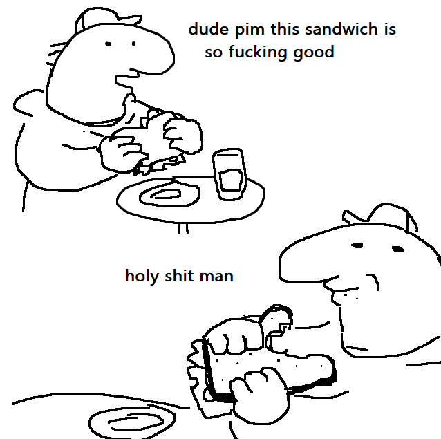 homumagica's tweet photo. drew charlie fucking up a sandwich https://t.co/FZ1k6bAhlJ