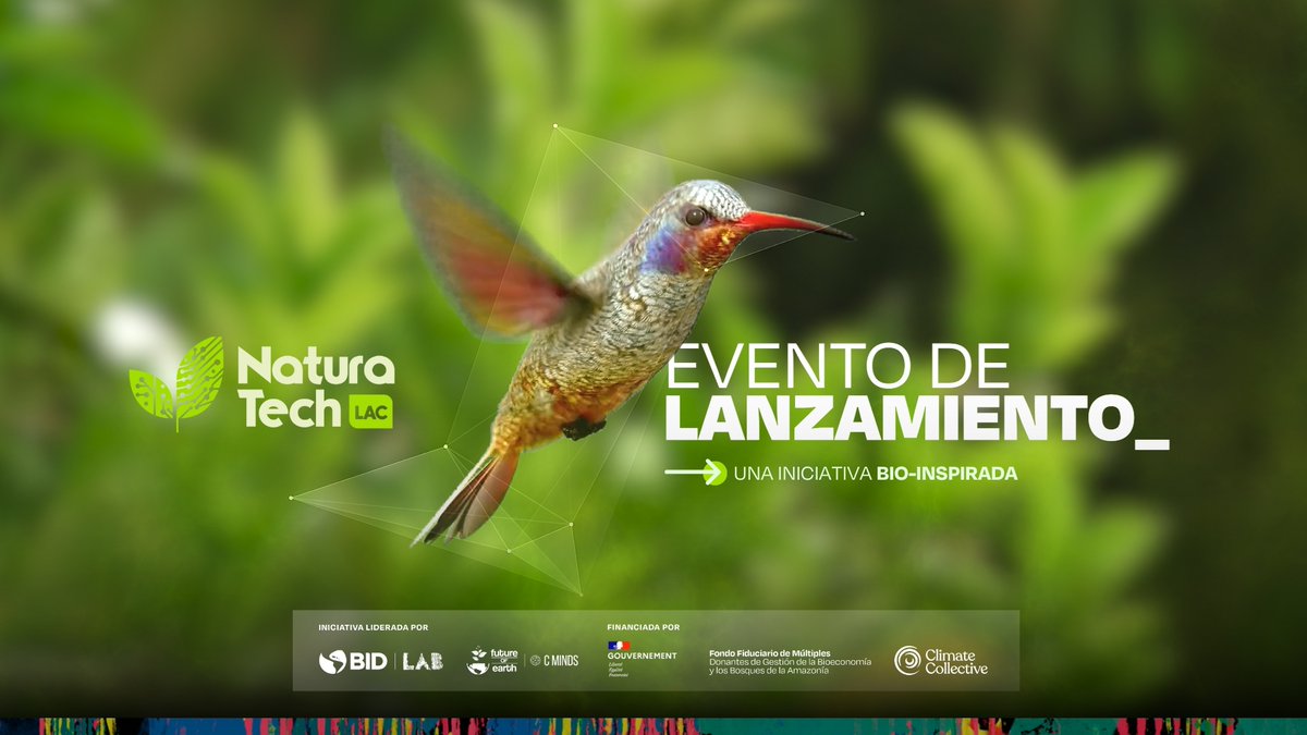 ¡AHORA acompáñanos en el lanzamiento de @NaturaTechLAC, una iniciativa para el uso ético de #Tecnologías de vanguardia que mejoren la eficacia, escalabilidad y transparencia en la conservación y regeneración de la #Biodiversidad en #ALC. Invitan @IDB_Lab, @CMinds_co,